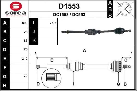 SNRA D1553 - Drive Shaft autospares.lv