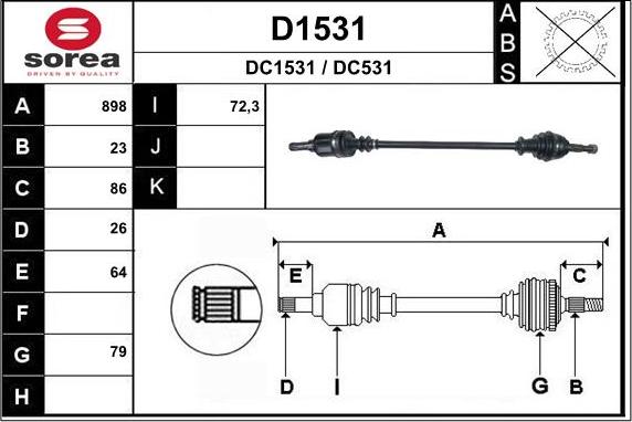 SNRA D1531 - Drive Shaft autospares.lv