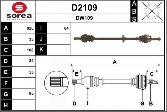 SNRA D2109 - Drive Shaft autospares.lv