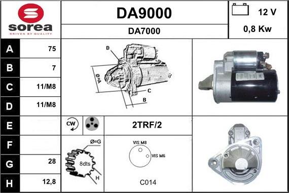 SNRA DA9000 - Starter autospares.lv