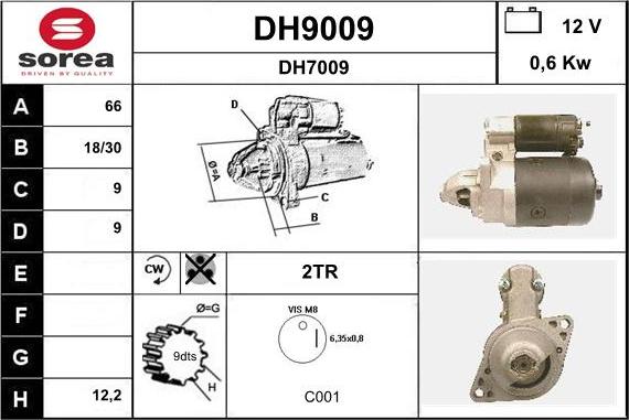 SNRA DH9009 - Starter autospares.lv