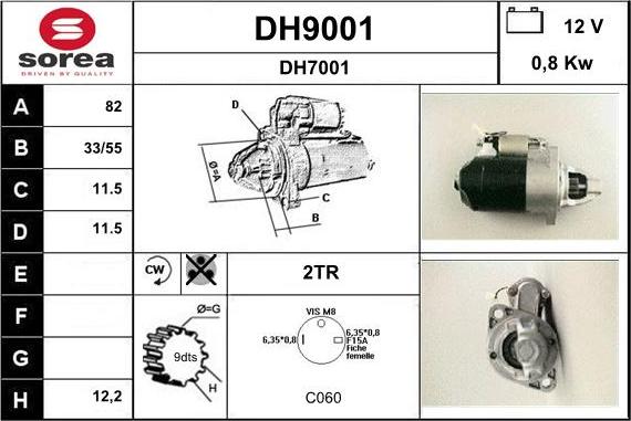 SNRA DH9001 - Starter autospares.lv