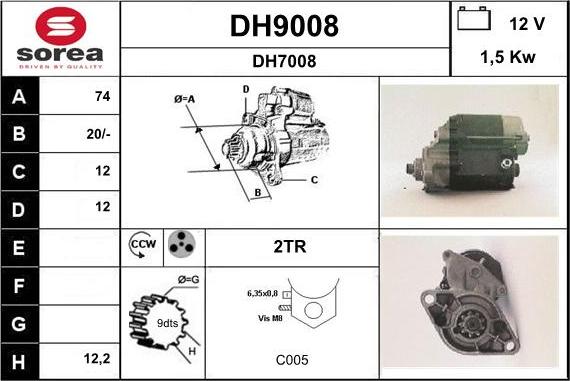 SNRA DH9008 - Starter autospares.lv