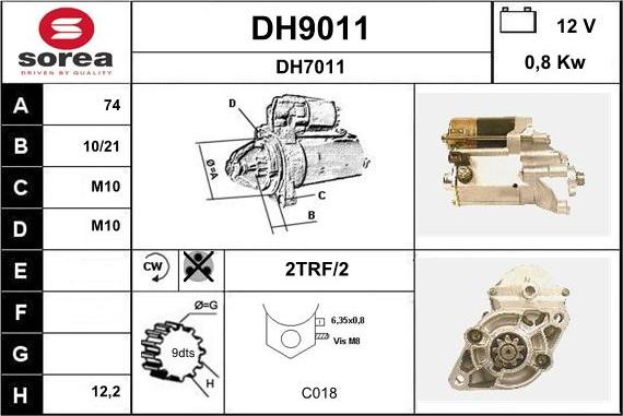 SNRA DH9011 - Starter autospares.lv