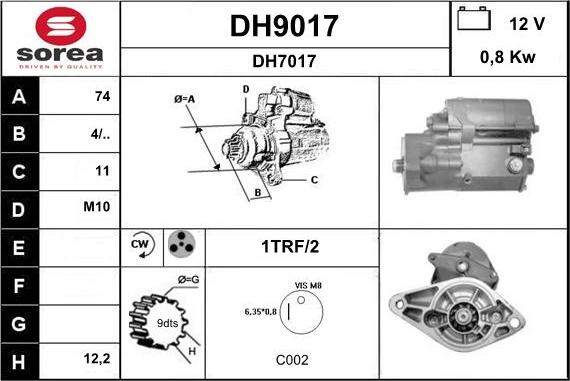 SNRA DH9017 - Starter autospares.lv