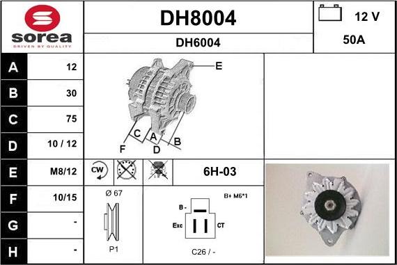 SNRA DH8004 - Alternator autospares.lv