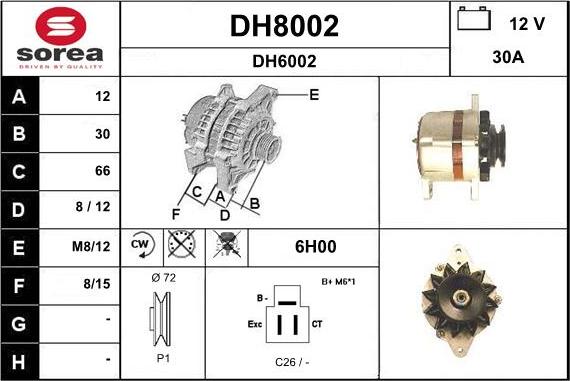 SNRA DH8002 - Alternator autospares.lv
