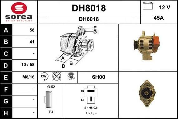 SNRA DH8018 - Alternator autospares.lv