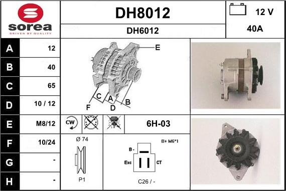 SNRA DH8012 - Alternator autospares.lv