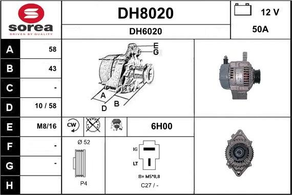 SNRA DH8020 - Alternator autospares.lv