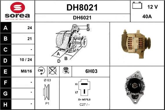 SNRA DH8021 - Alternator autospares.lv