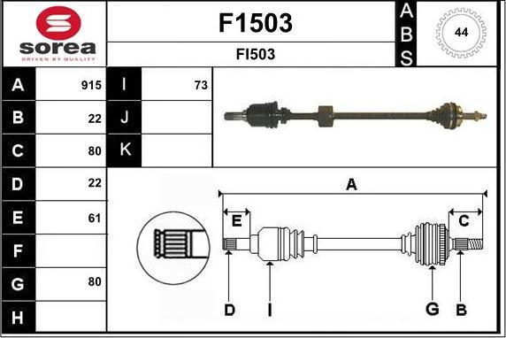 SNRA F1503 - Drive Shaft autospares.lv