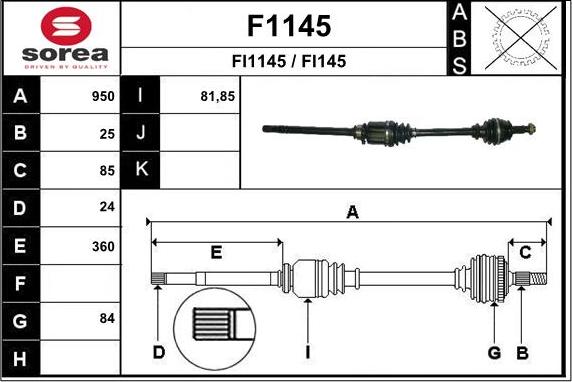 SNRA F1145 - Drive Shaft autospares.lv