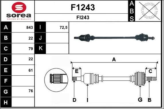 SNRA F1243 - Drive Shaft autospares.lv