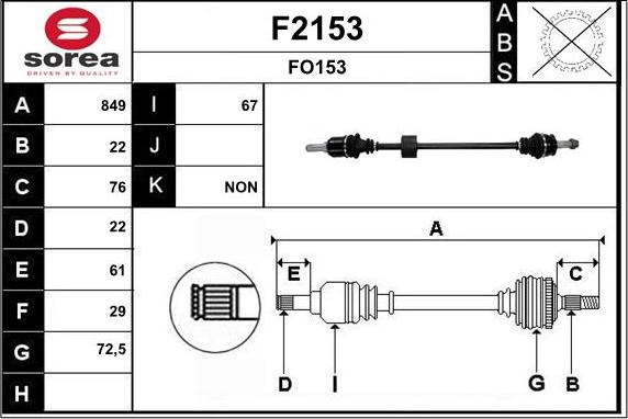 SNRA F2153 - Drive Shaft autospares.lv