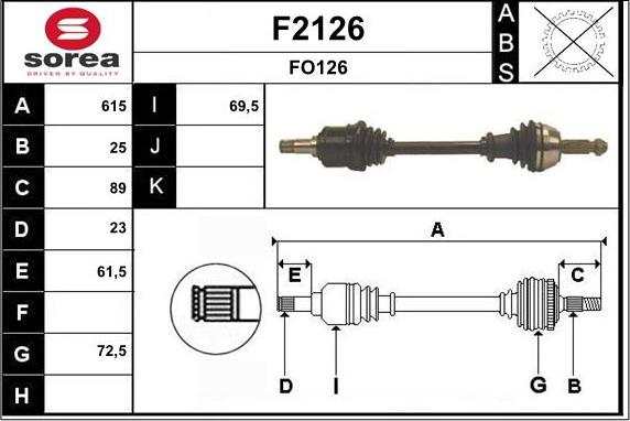 SNRA F2126 - Drive Shaft autospares.lv