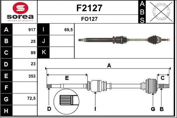 SNRA F2127 - Drive Shaft autospares.lv