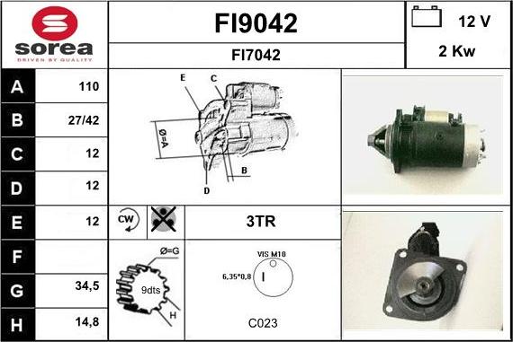 SNRA FI9042 - Starter autospares.lv