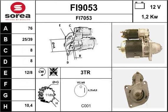 SNRA FI9053 - Starter autospares.lv