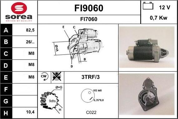 SNRA FI9060 - Starter autospares.lv