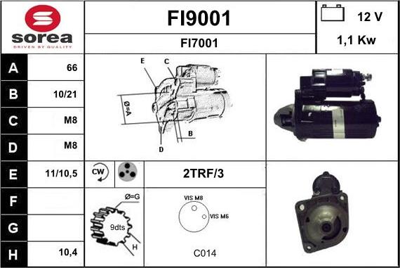 SNRA FI9001 - Starter autospares.lv