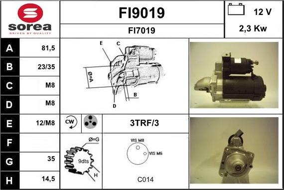 SNRA FI9019 - Starter autospares.lv