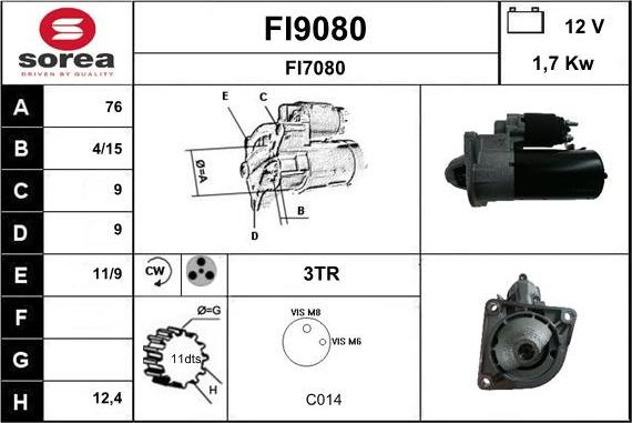 SNRA FI9080 - Starter autospares.lv