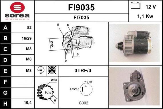 SNRA FI9035 - Starter autospares.lv