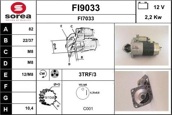 SNRA FI9033 - Starter autospares.lv