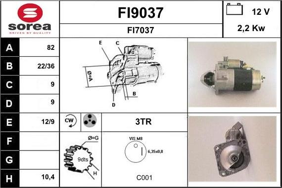 SNRA FI9037 - Starter autospares.lv