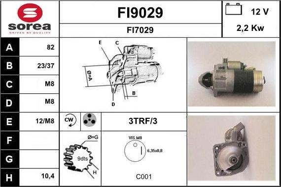 SNRA FI9029 - Starter autospares.lv