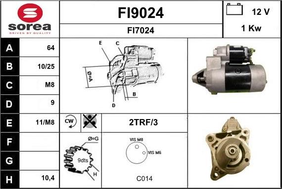 SNRA FI9024 - Starter autospares.lv