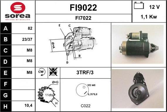 SNRA FI9022 - Starter autospares.lv