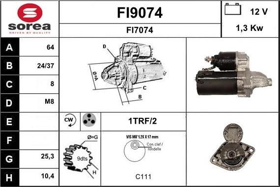 SNRA FI9074 - Starter autospares.lv