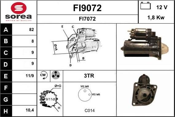 SNRA FI9072 - Starter autospares.lv