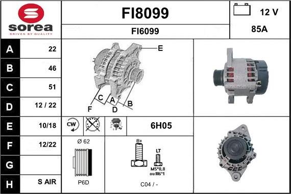 SNRA FI8099 - Alternator autospares.lv