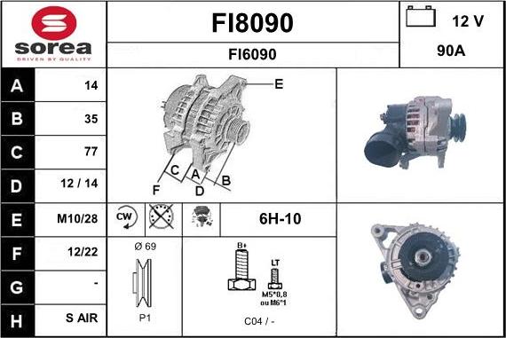 SNRA FI8090 - Alternator autospares.lv