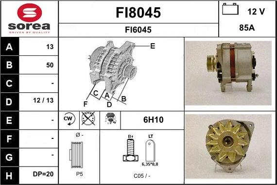 SNRA FI8045 - Alternator autospares.lv