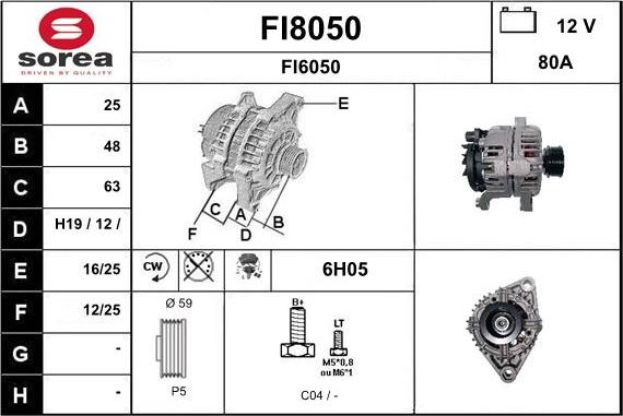 SNRA FI8050 - Alternator autospares.lv