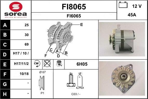 SNRA FI8065 - Alternator autospares.lv