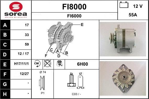 SNRA FI8000 - Alternator autospares.lv
