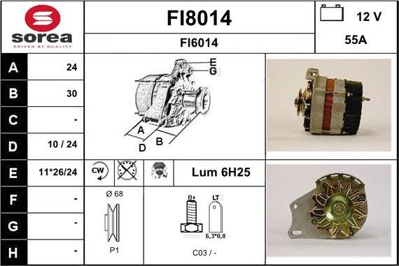 SNRA FI8014 - Alternator autospares.lv