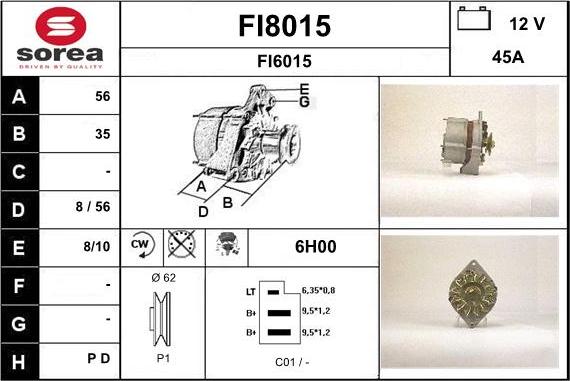 SNRA FI8015 - Alternator autospares.lv