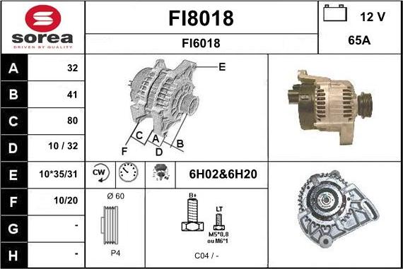 SNRA FI8018 - Alternator autospares.lv