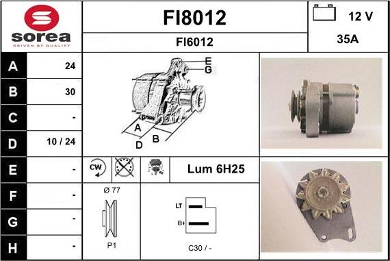 SNRA FI8012 - Alternator autospares.lv