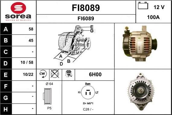 SNRA FI8089 - Alternator autospares.lv