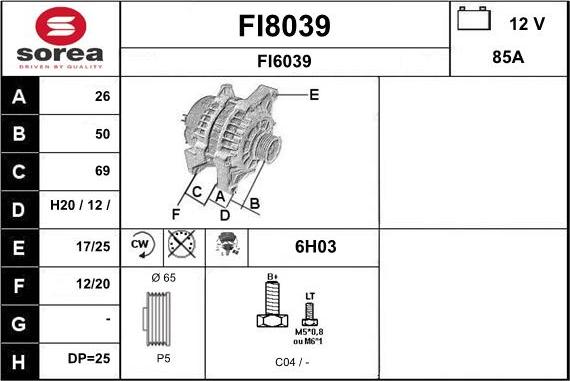 SNRA FI8039 - Alternator autospares.lv