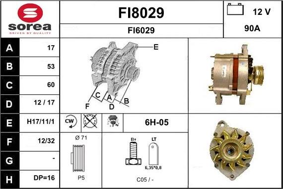 SNRA FI8029 - Alternator autospares.lv