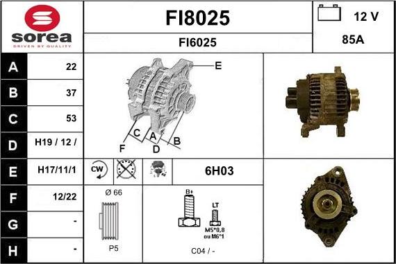 SNRA FI8025 - Alternator autospares.lv