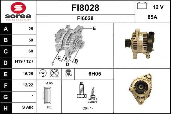 SNRA FI8028 - Alternator autospares.lv